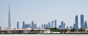 Dubai skyline seen from the Palm....