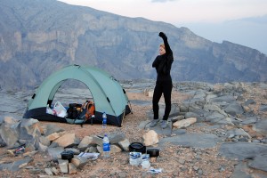 The camp on the rim of the escarpment overlooking Wadi Ghul