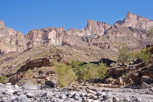 A view over Jebel Shams from the road leading up to the start of the trek.