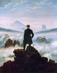 a painting of Casper David Friedrich (Wanderer above a Sea of Fog, 1818) which I think captures the ethos of the explorer "going it alone."