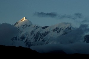 1st rays of the sun kissing Mt Trishul