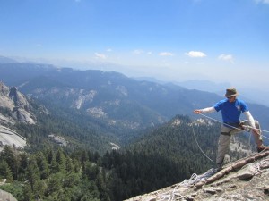 Belaying a climber in Sequoia National Forest, California, 2013