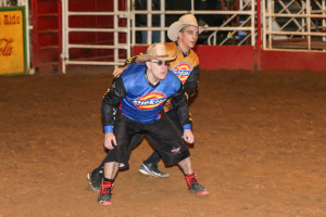 Frank Newsom and Jim Clash at Billy Bob's Texas fighting the bull Repo Man without incident. (Photo: Andy Gregory/Humps n Horns Magazine)