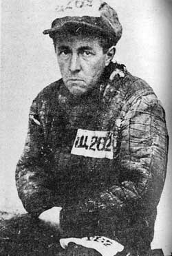 Photo of the author Aleksandr Solzhenitsyn as a camp prisoner in Gulag.